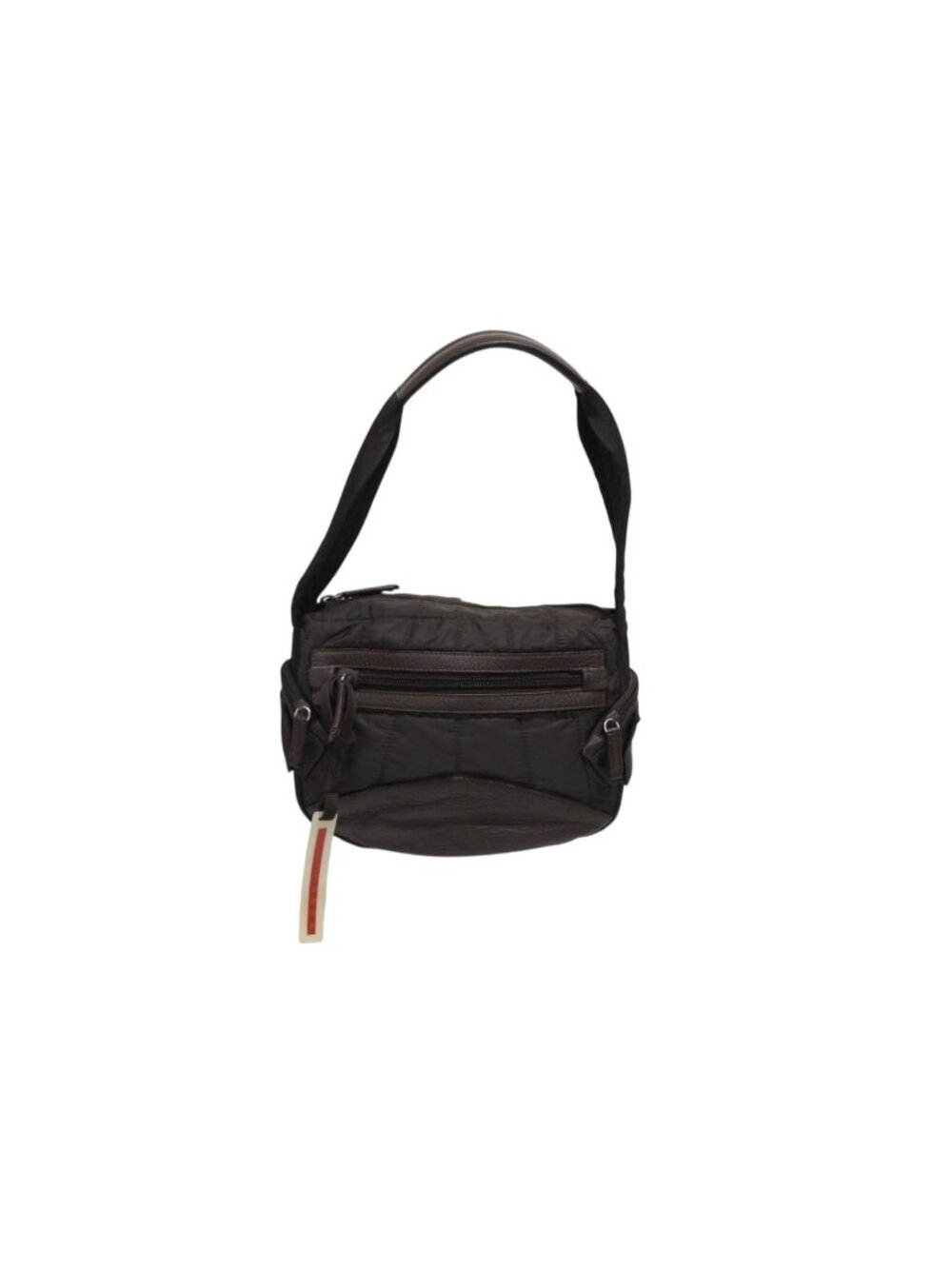 Prada Sports Handbag Brown Nylon Leather Silver